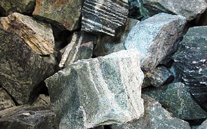 Chrysotile (white) asbestos in its natural rock form